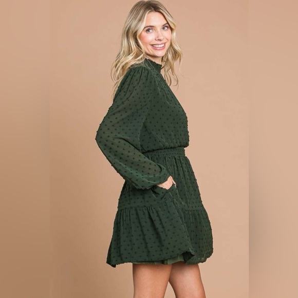 Culture Code Swiss Dot Smock Neck Mini Dress with Pockets 10010020644 - Picture 3 of 4